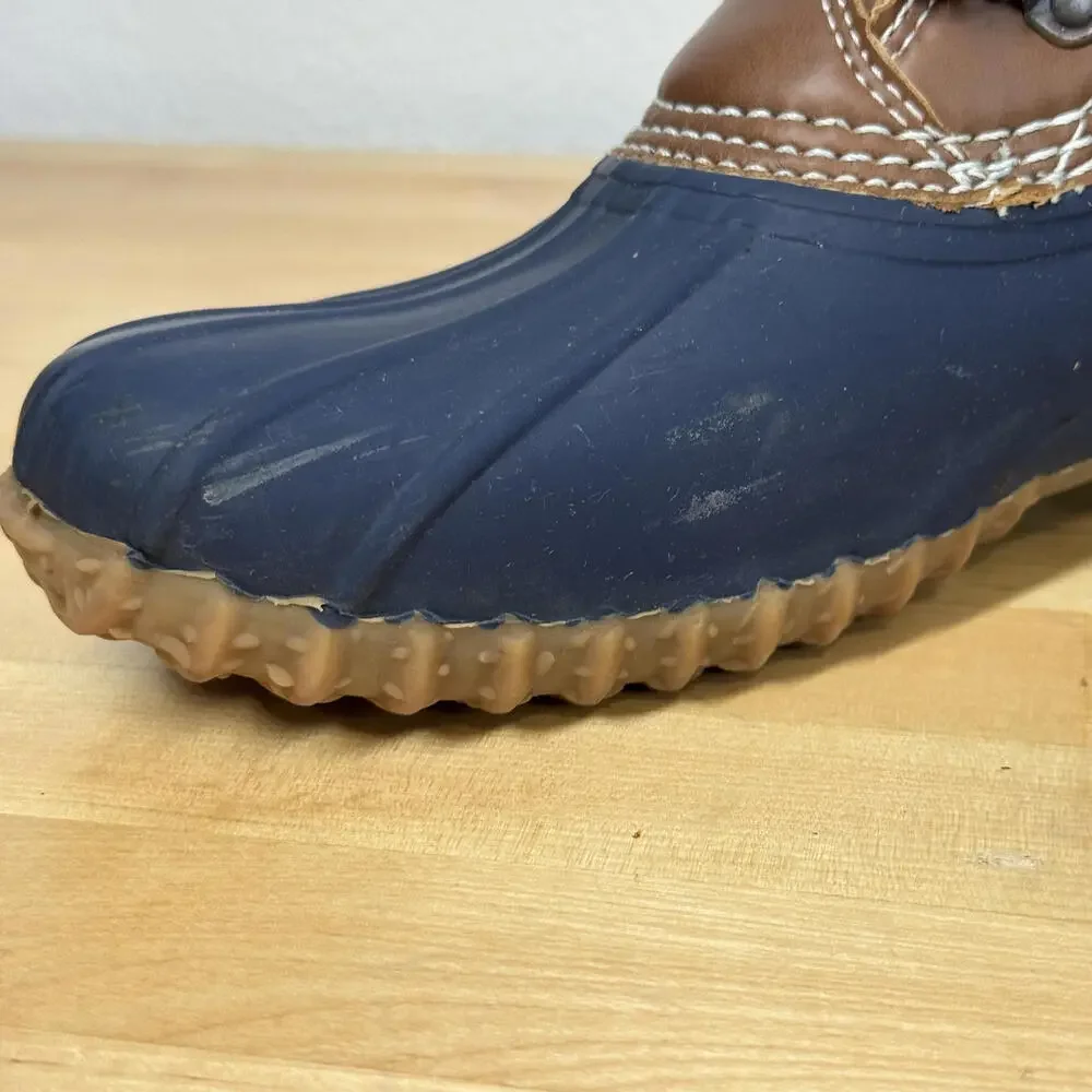 Esprit Women's Blue and‎ Brown Lace Faux Fur Lined Winter Duck Boots Size 8M